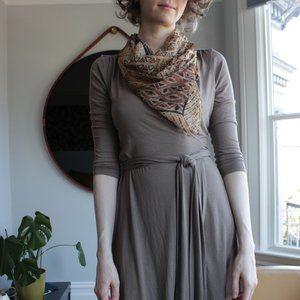 Banana Republic classic jersey knit wrap dress, taupe, size S